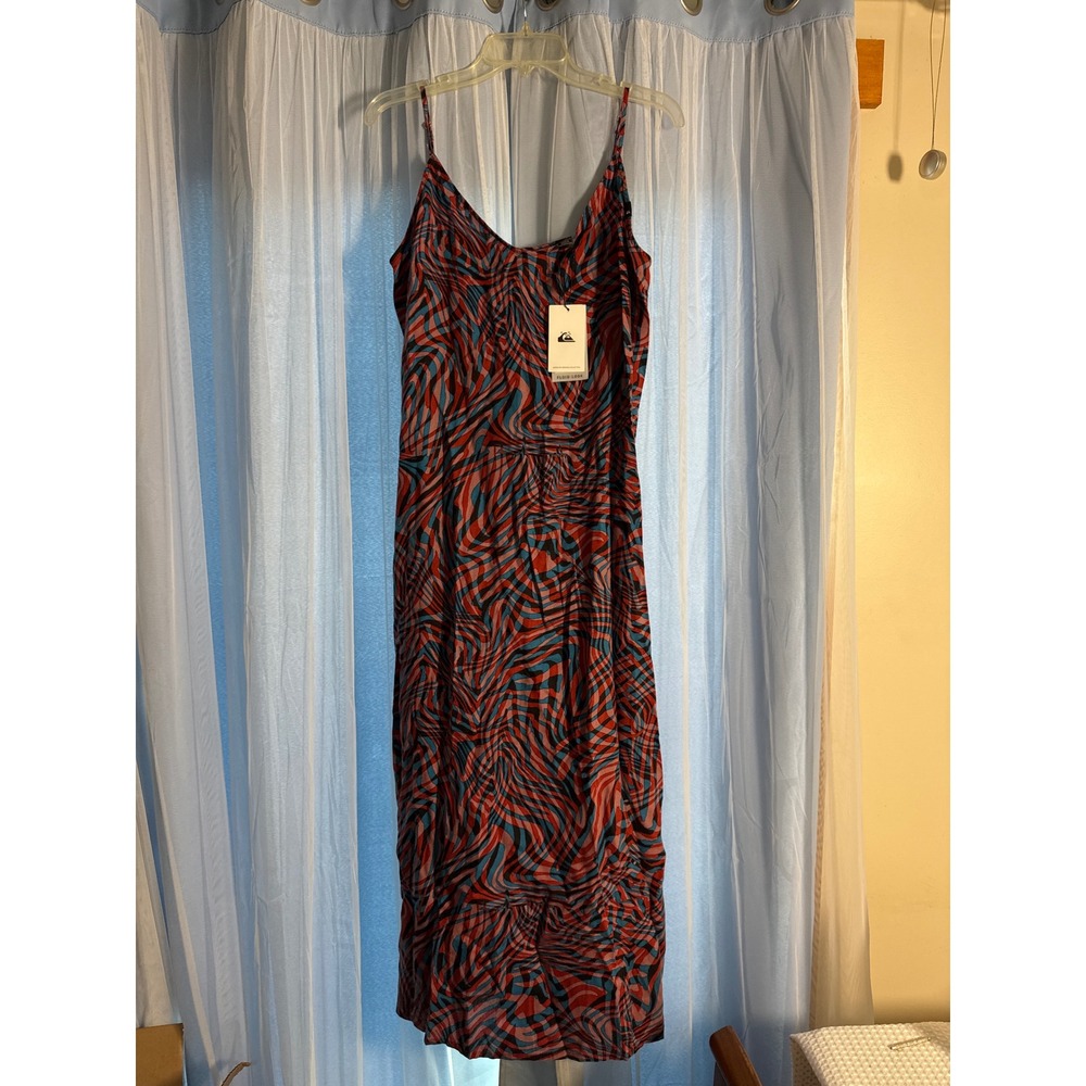 Quiksilver Maxi Dress Womens XL Red NWT Psychedelic Swirl Lyocell‎ Slip Dress